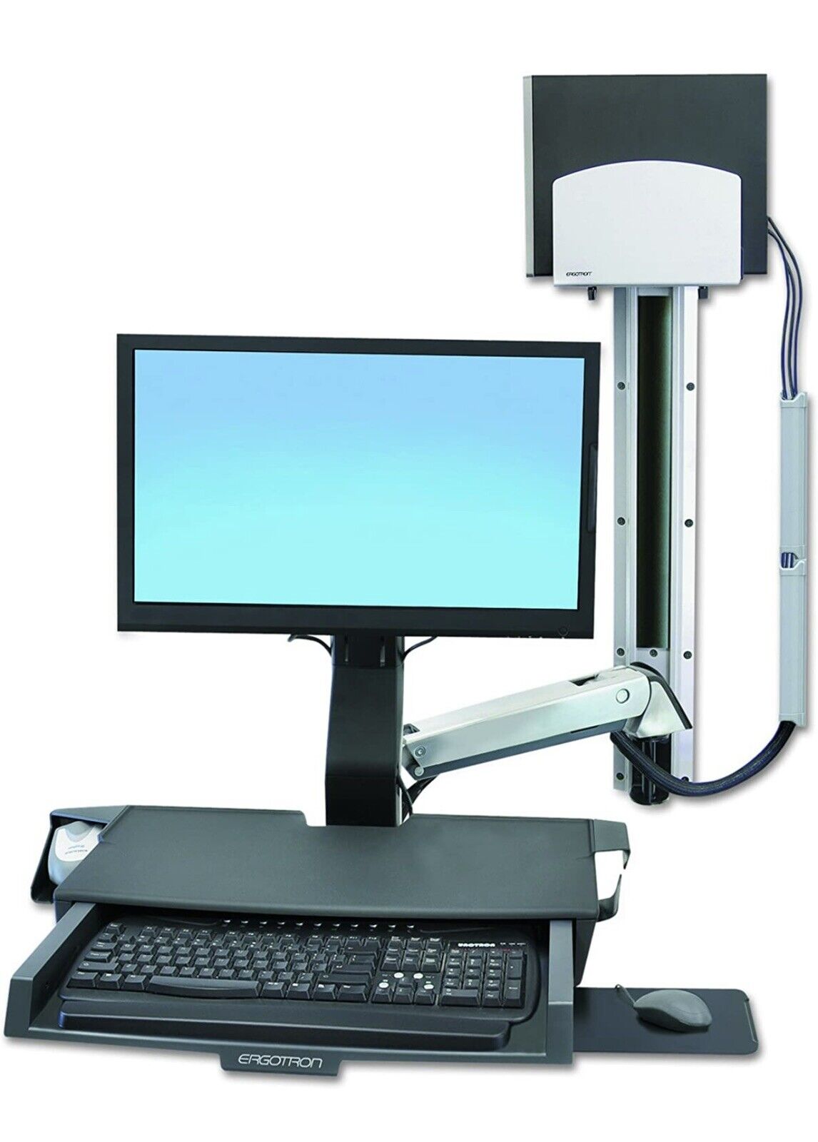 Ergotron StyleView Sit-Stand Combo with Medium Silver CPU