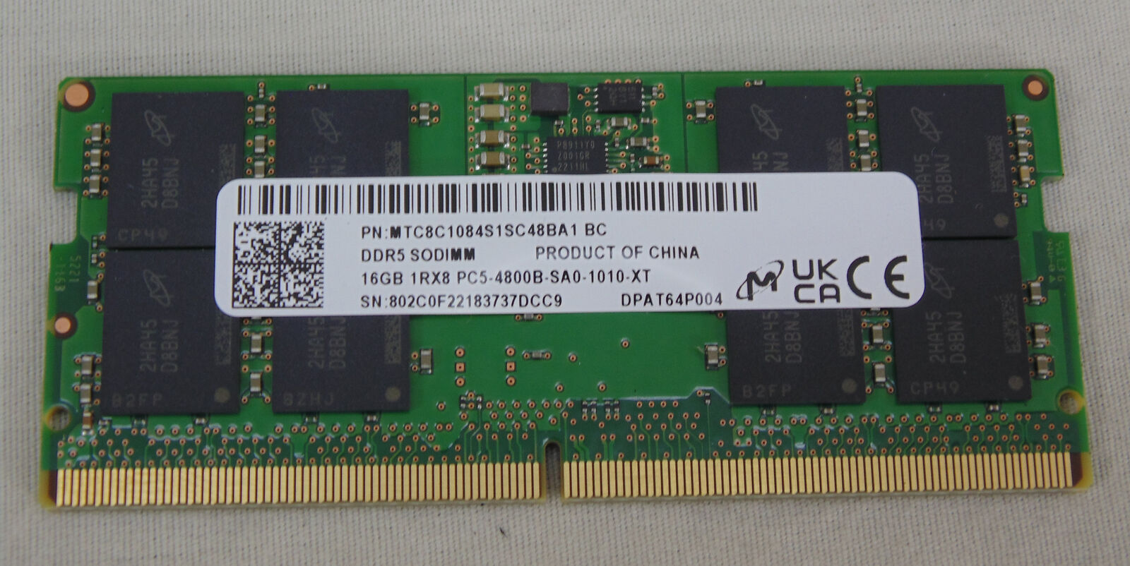 Micron Ram MTC8C1084S1SC48BA1 DDR5 SODIMM 16GB 1RX8 Laptop Memory 