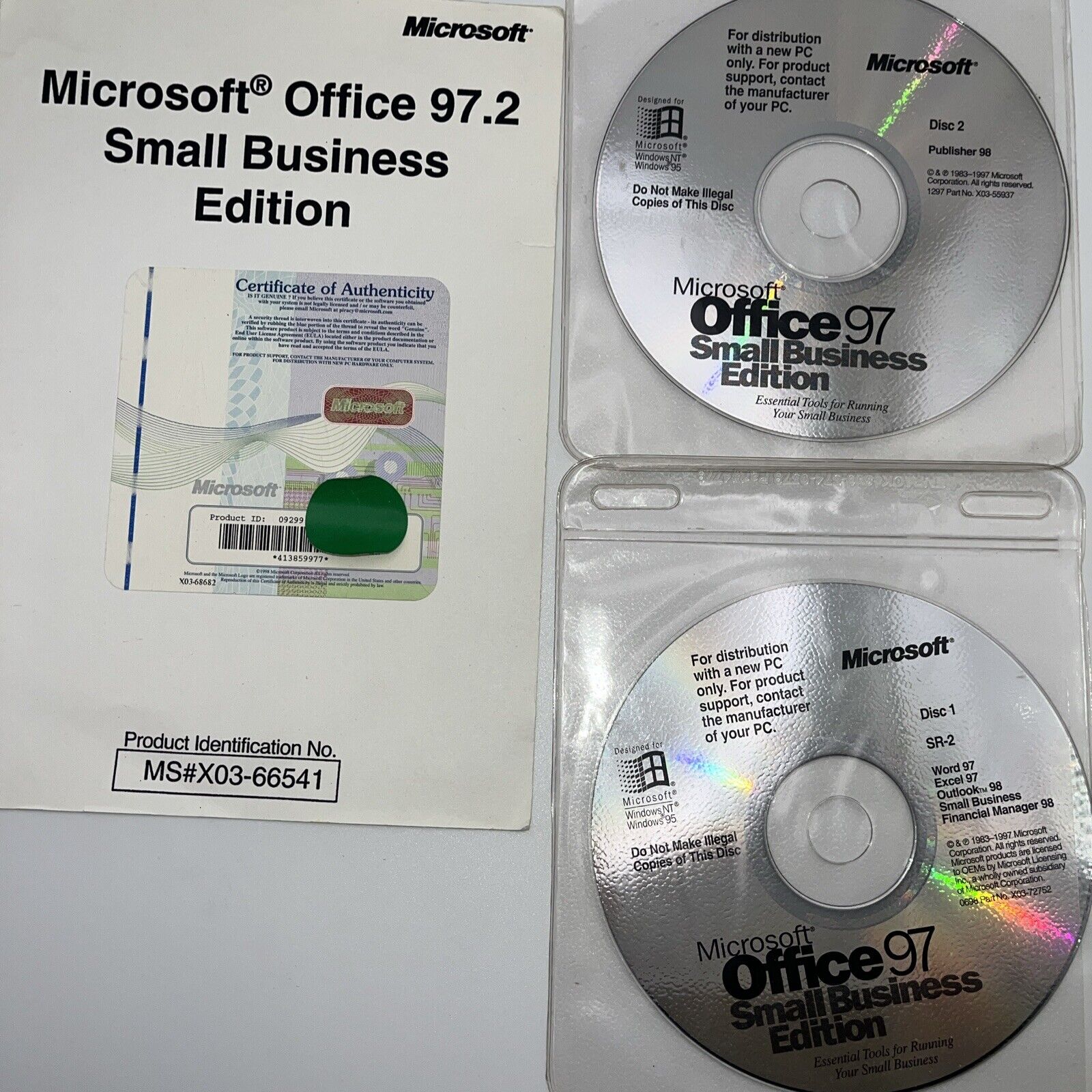 Microsoft Office 97.2 Small Business Edition Opened 2 Disks