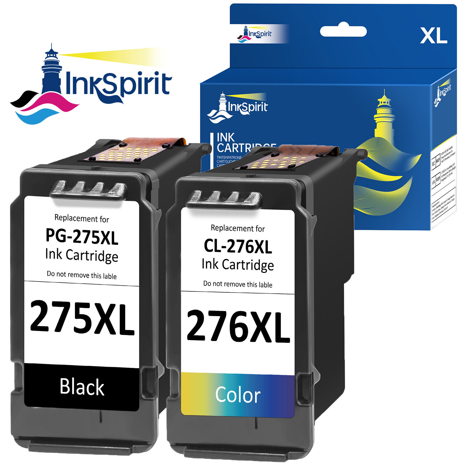 2PK PG-275XL CL-276XL Black Color Ink Cartridges for Canon PIXMA TR4720 TS3520