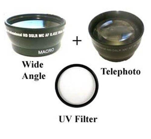 Wide Lens + Tele + UV Kit for JVC GY-HM150 GY-HM70 GC-PX10 GY-HM70U GY-HM150U