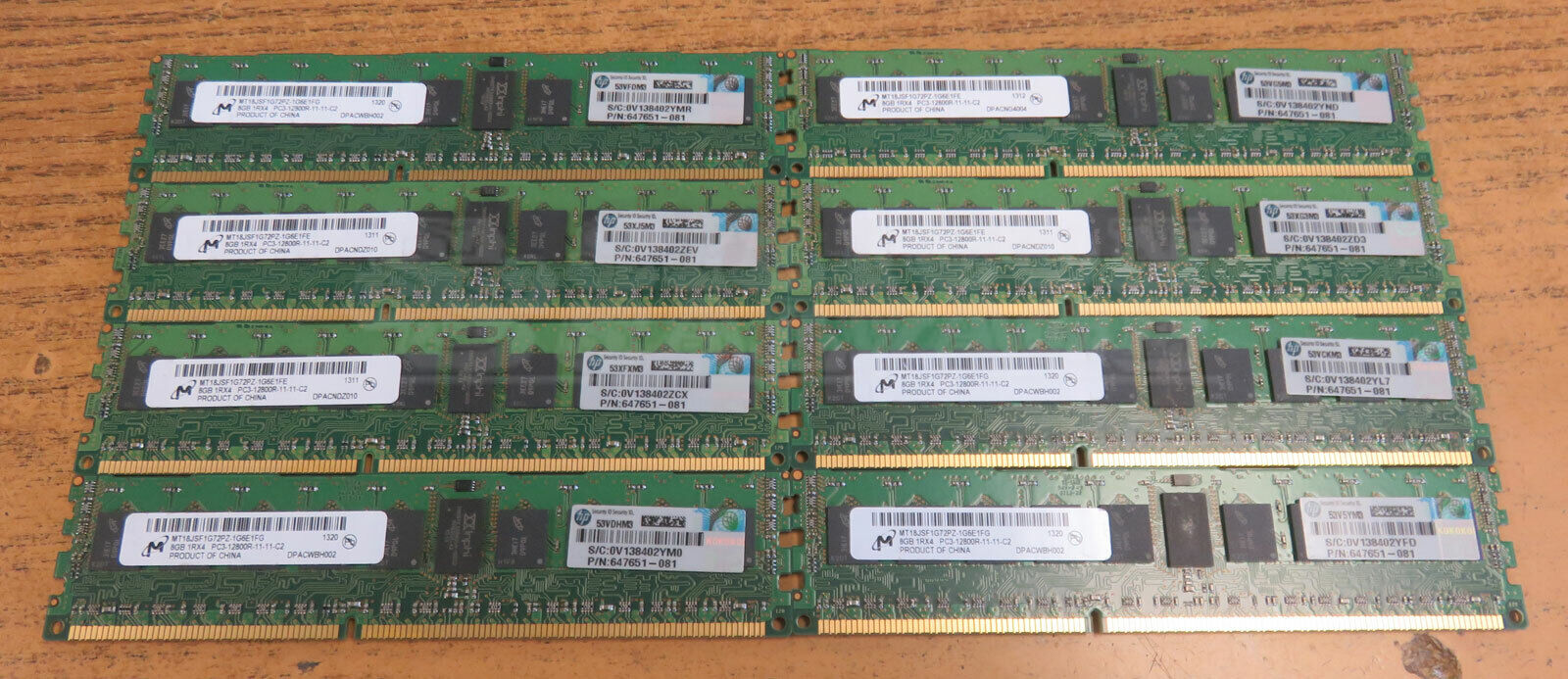 HP Micron 1Rx4 8 x 8GB PC3-12800R DDR3-1600 240-Pin ECC Reg Memory 647651-081