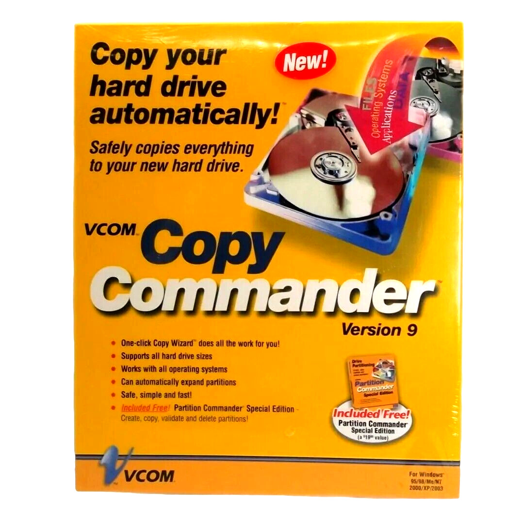 VCOM Copy Commander Version 9 Avanquest Hard Drive Copy Utility NEW Sealed