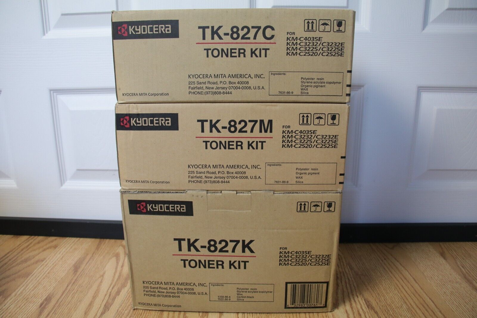3 Genuine OEM Kyocera TK-827C TK-827M TK-827K Toners 2x  Cyan 1x Magenta
