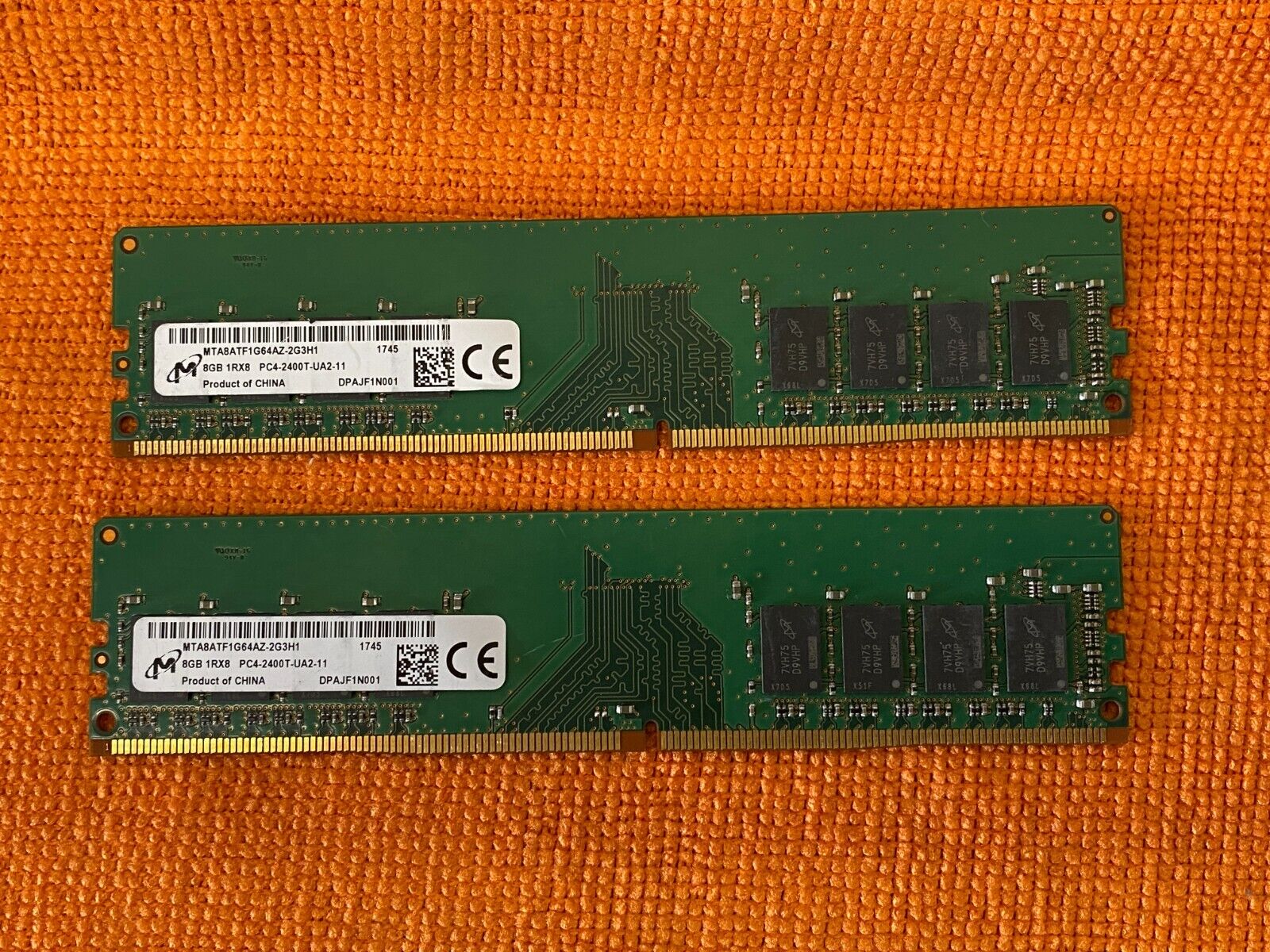 16GB (2x8) MICRON 8GB DDR4-2400MHZ UDIMM DESKTOP RAM 854913-001 MTA8ATF1G64AZ