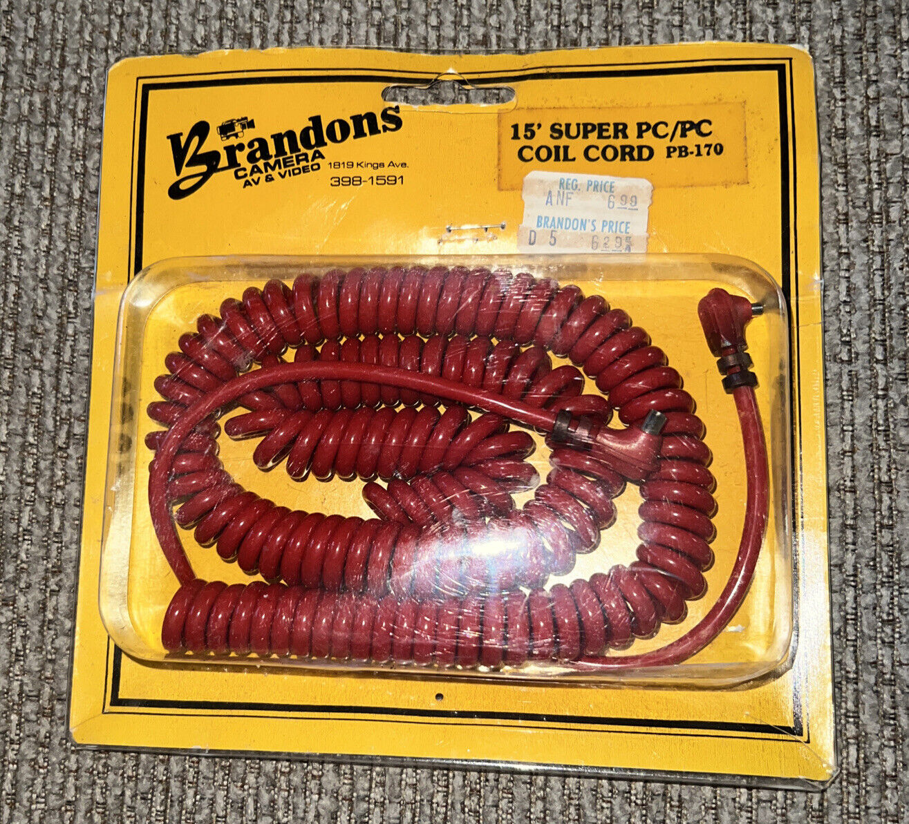 Brandons  15’ Super PC/PC Coil Cord PB-170 Red New Old Stock