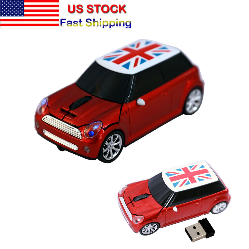2x Red USB Mini Cooper car 2.4Ghz Wireless Mouse Game mice Optical PC Laptop MAC