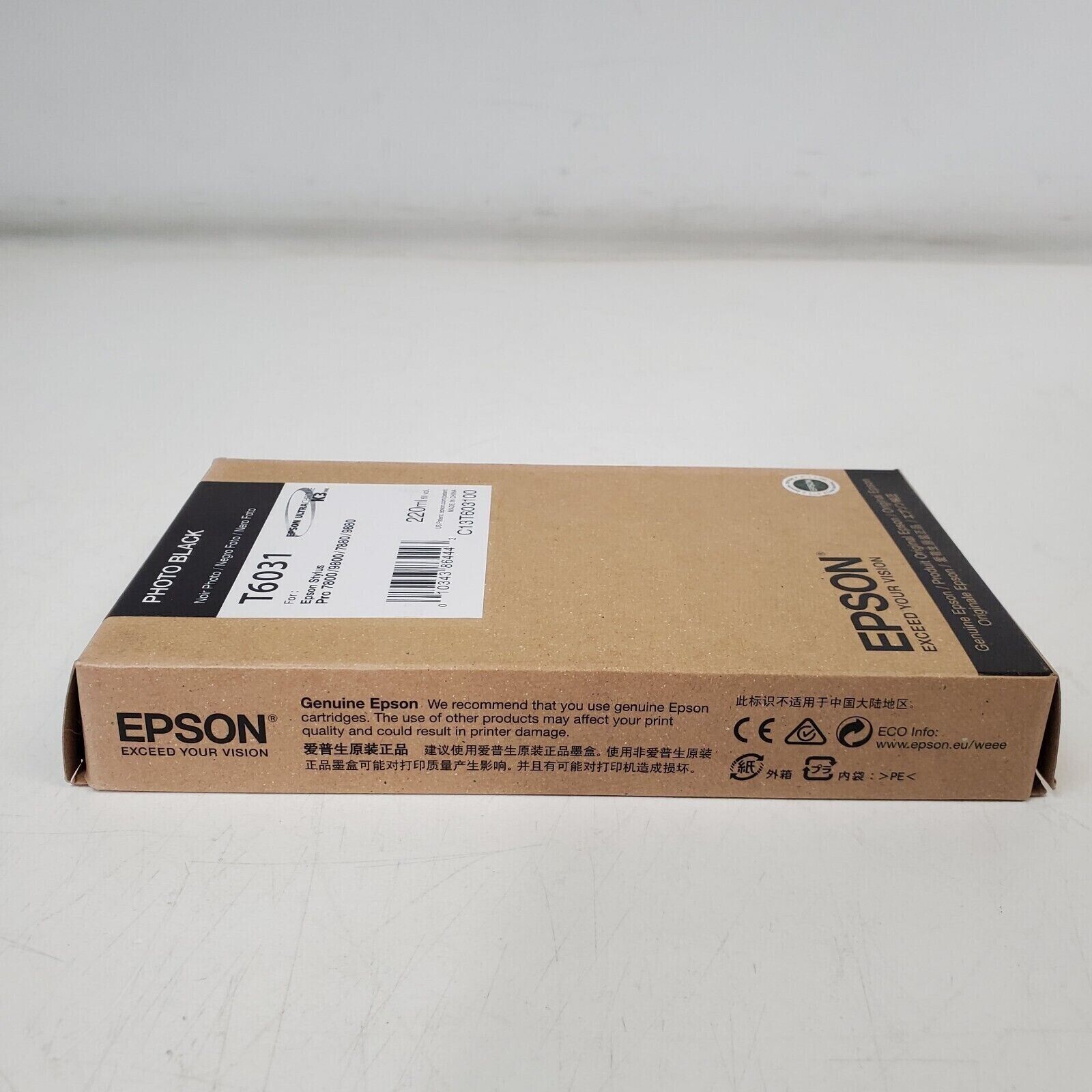 Genuine Epson T6031 Photo Black Ink Stylus Pro 7800/9800/7880/9880 Exp 08/25/23