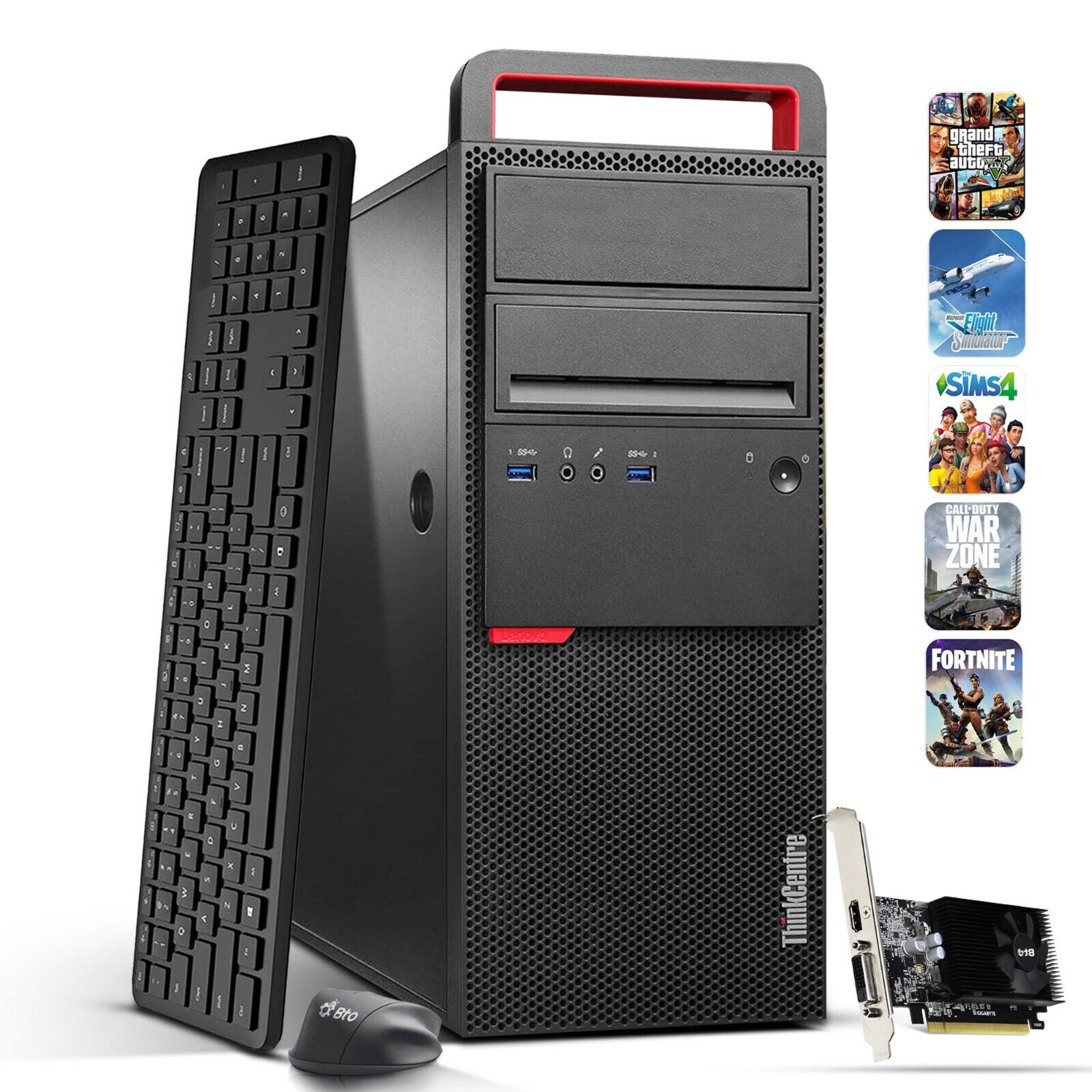 Lenovo Tower Gaming Desktop PC i5-6500 64GB 2TB SSD 2TB HDD Nvidia 1050Ti Win 10