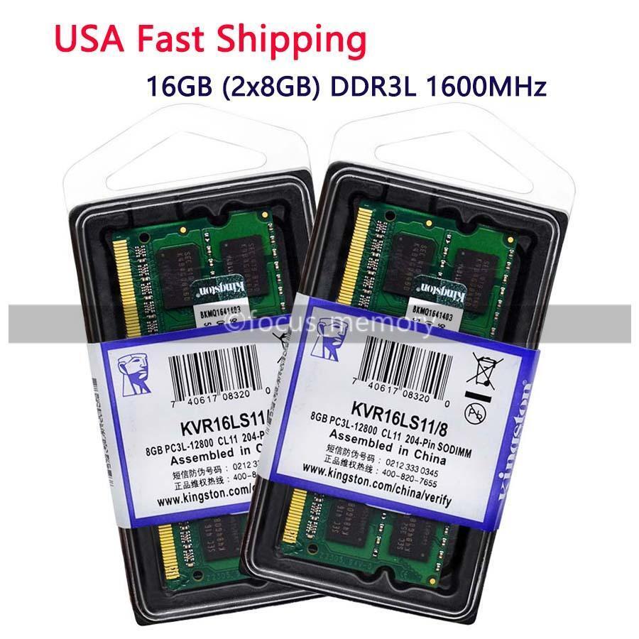 Kingston 16GB (2x8GB) Ram DDR3L 1600MHz 2RX8 PC3L-12800 SO-DIMM Laptop Memory US