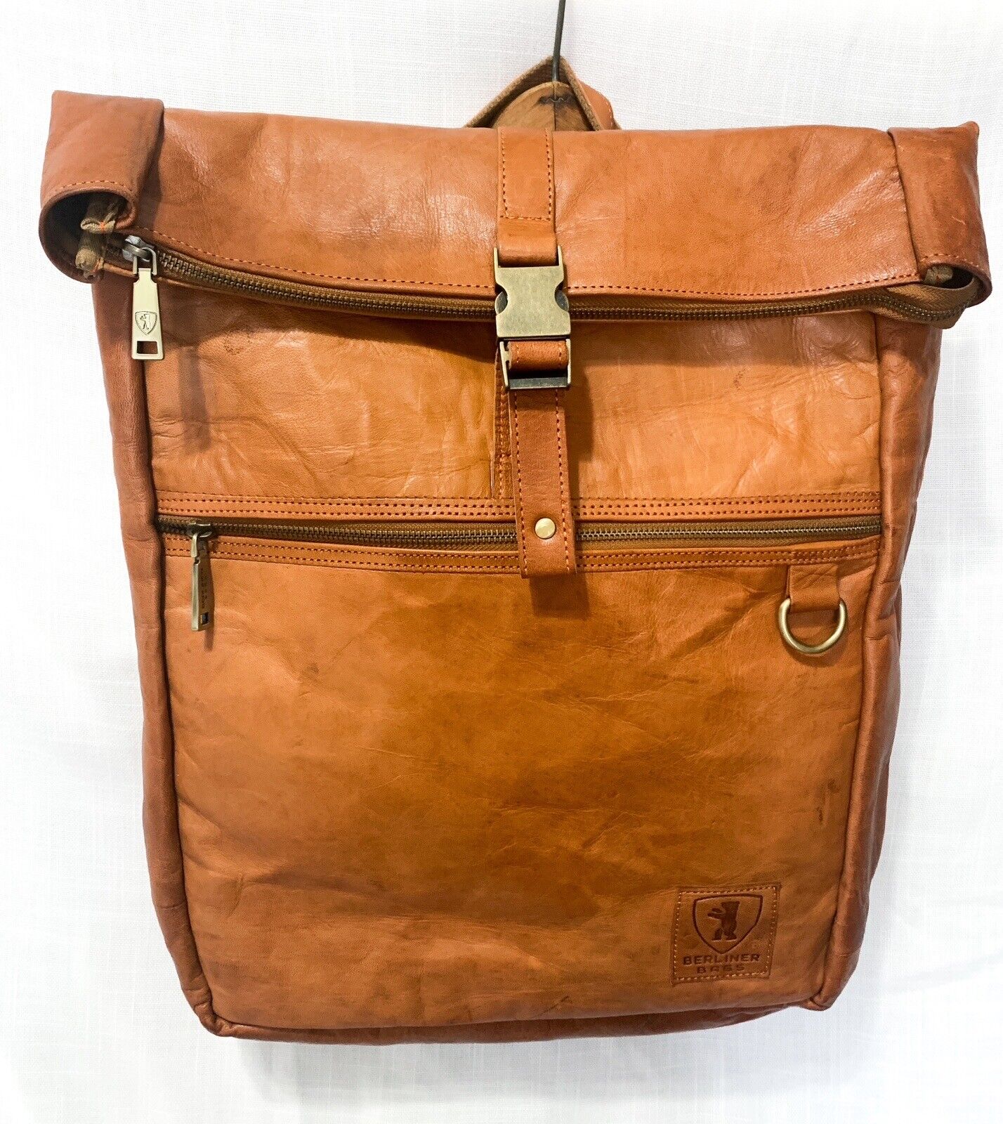 BERLINER BAGS Vintage Goat Leather Laptop Backpack Bag Relaxed Business Style 
