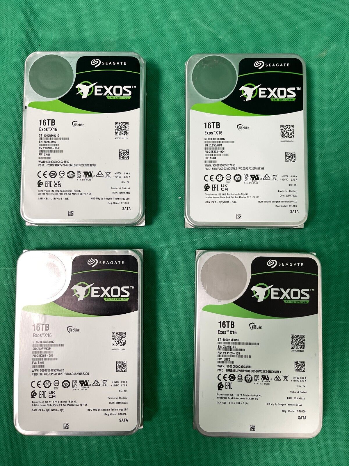 Seagate EXOS X16 ST16000NM001G 16TB HDD (LOT OF 4) *PLEASE READ CAREFULLY*