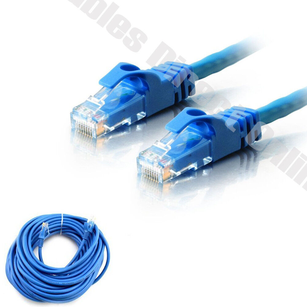 Cat5e Patch Cable Blue Ethernet Cat5 Modem Wire 10ft 20ft 50ft 100ft 200ft Lot