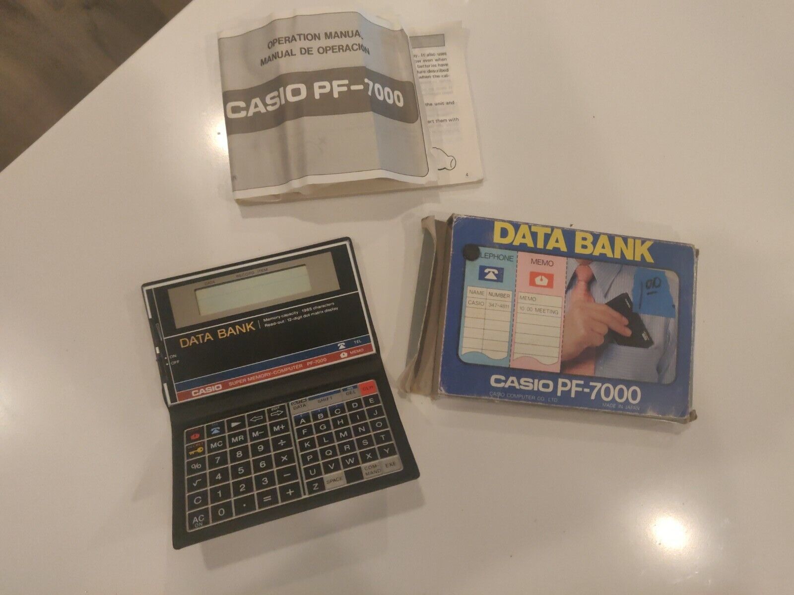 Vintage  Casio  PF-7000 Data Bank  Original Box & Owners Manual  Needs Batteries