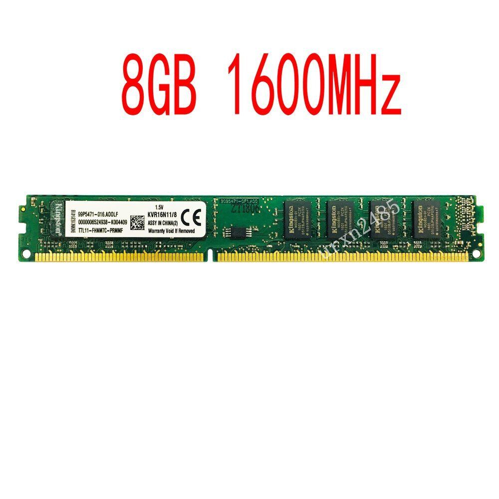 Kingston 8GB PC3-12800U 2Rx8 DDR3 1600MHz KVR16N11/8 Desktop DIMM Memory SDRAM