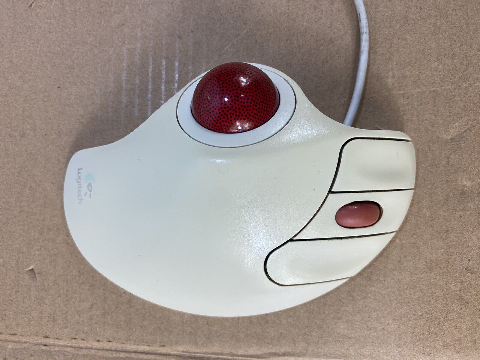 Vintage Logitech Trackball Marble Computer Mouse Ball PC USB Tested Working