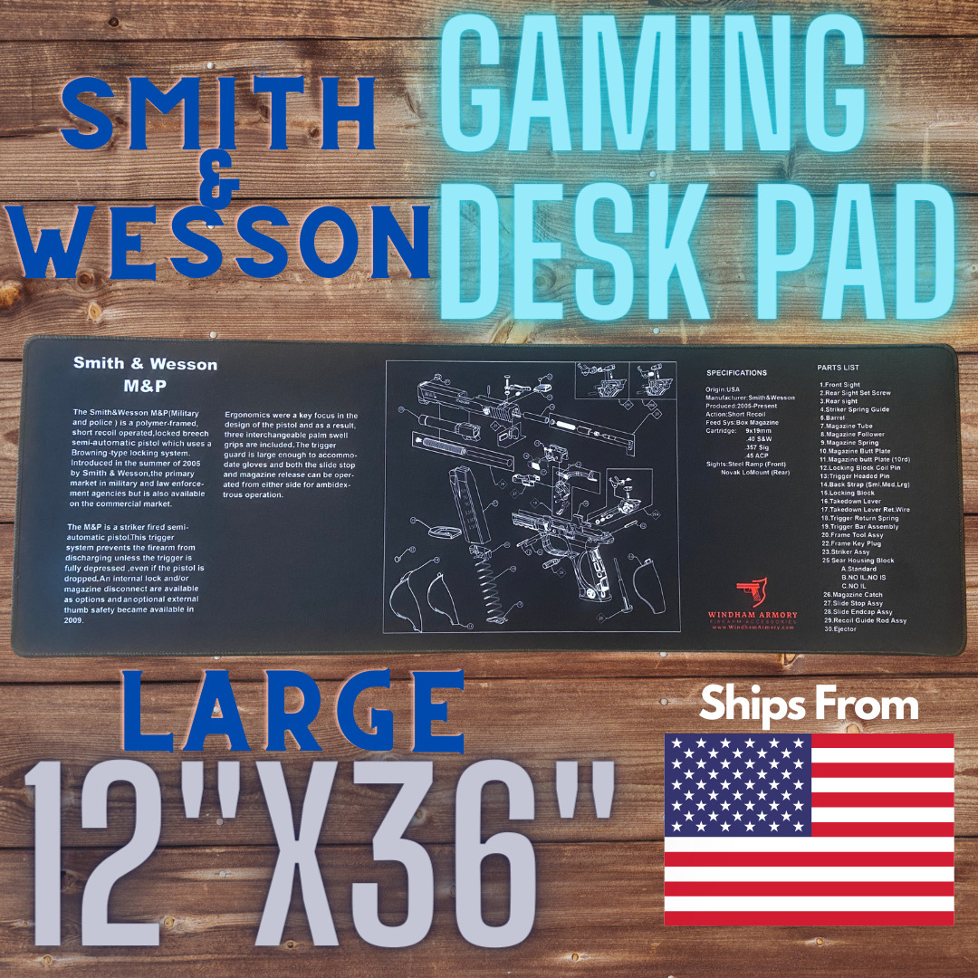 Extended Large SMITH & WESSON Gun Style Gaming Mouse Pad Computer Keyboard XL