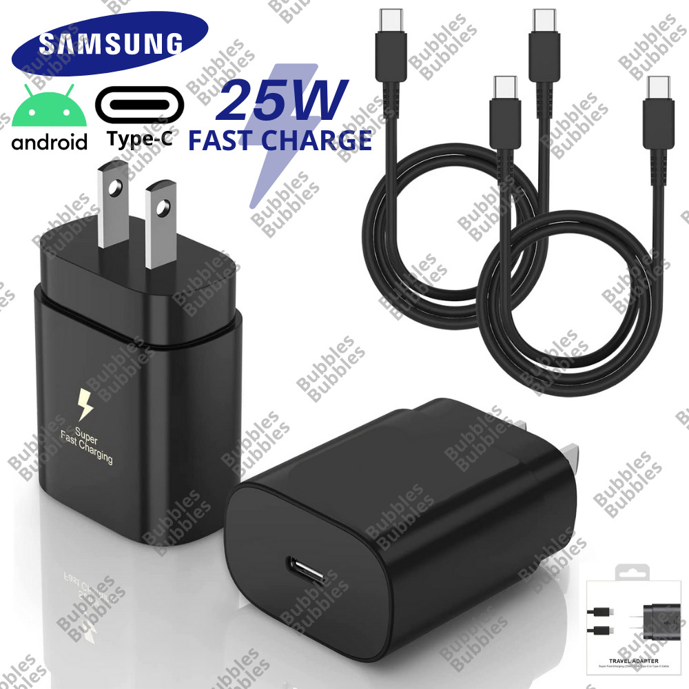 25W Super Fast Wall PD Charger For Samsung Google Galaxy S22 S9 USB Type C Cable