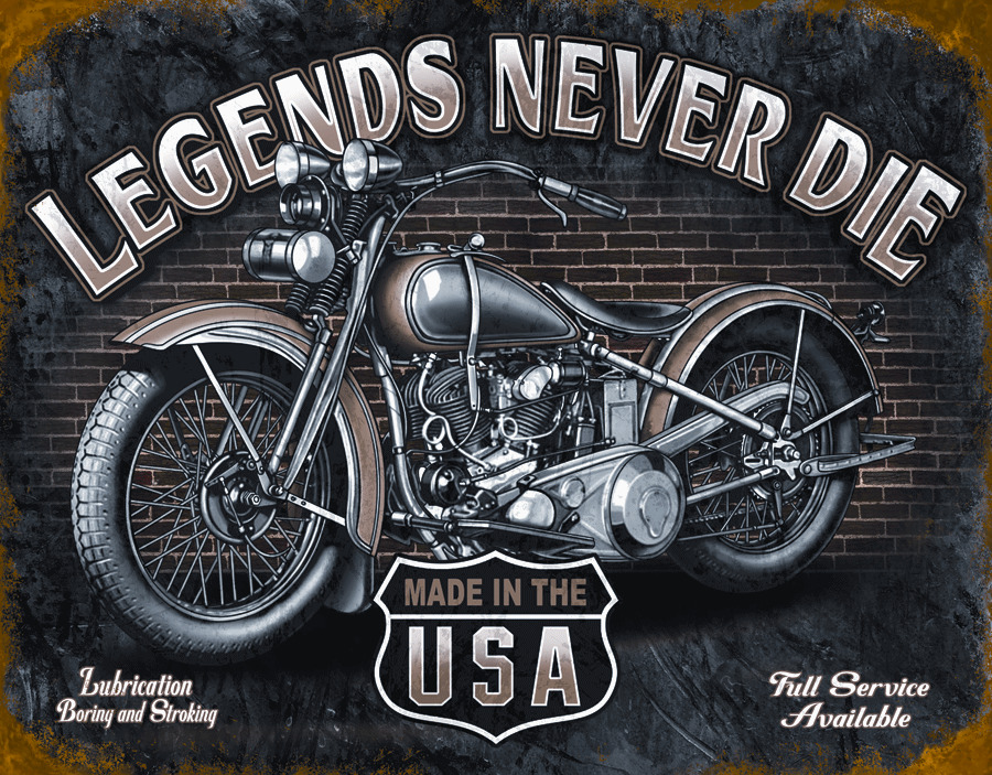 Harley LEgends Never Die Mouse Pad Tin Sign Art On Mousepad