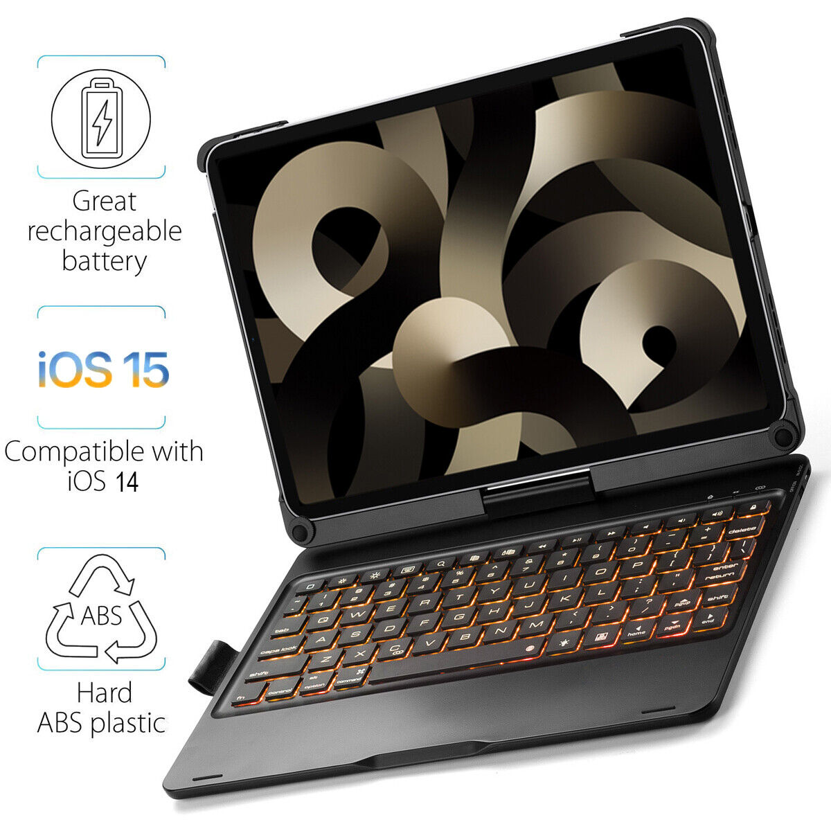 360° Rotating Smart BT Keyboard Case for iPad 10.2\