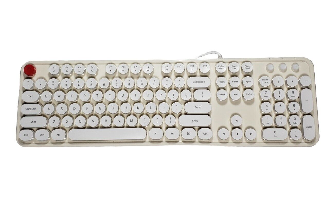 Computer Keyboard Wired USB Computer PC Laptop Mac GEEZER Round Keys Milk White