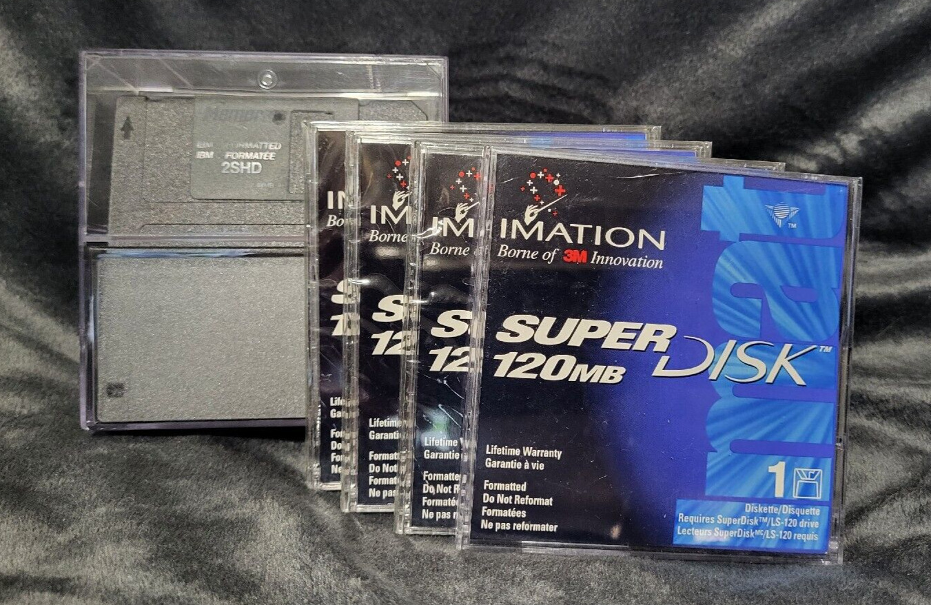 *Rare* Vintage Imation 3 Count 120 MB Super Disks & 8 Memorex 2SH Disks