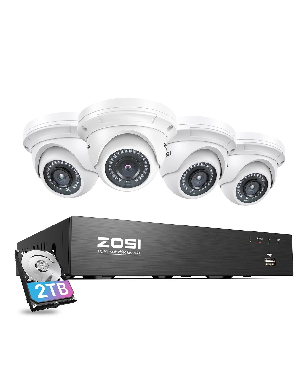 8CH 4K PoE Security Camera System with 2TB Hard Drive,4pcs 3K 5MP Outdoor Ind...