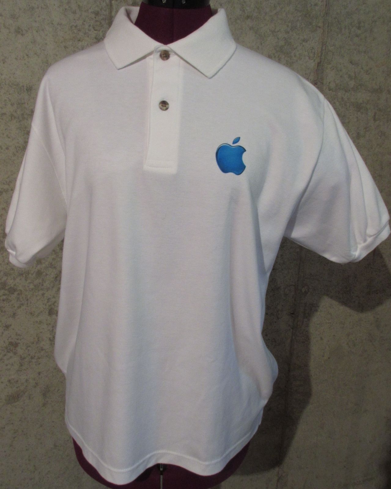 Apple Blue Logo Cotton Short Sleeve Polo Shirt