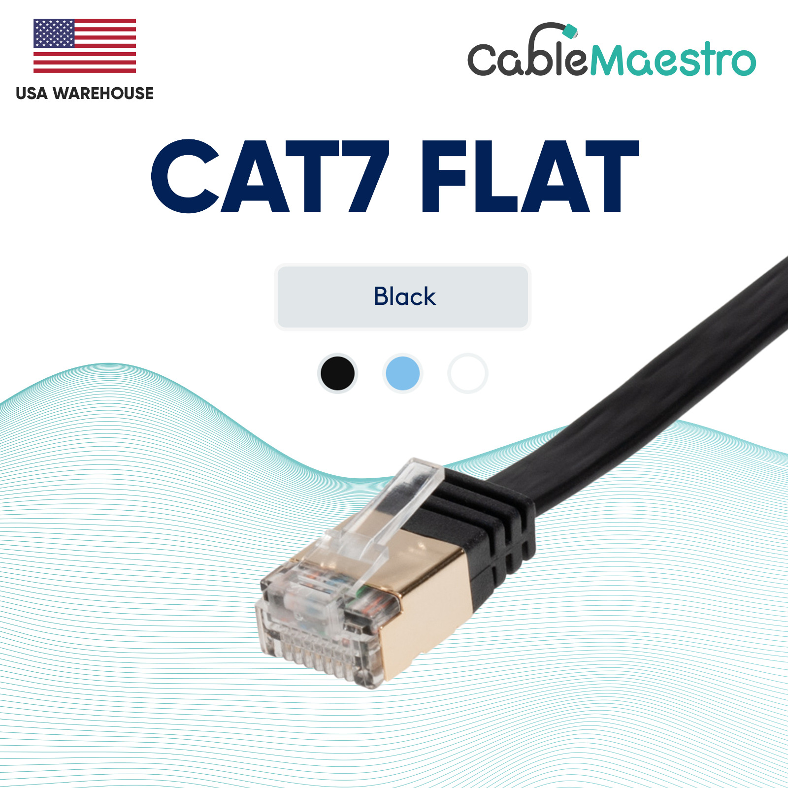 CAT7 Ethernet Cable Patch FLAT LAN Gold Plated U/FTP Shielded RJ45 6-100FT Lot
