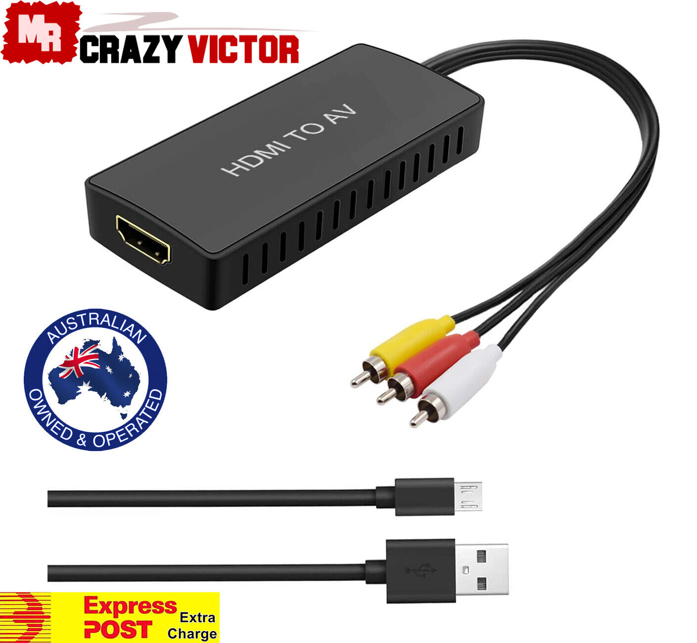 HDMI to AV RCA Video Audio Adapter PAL/NTSC for Roku Streaming Stick, Fire Stick