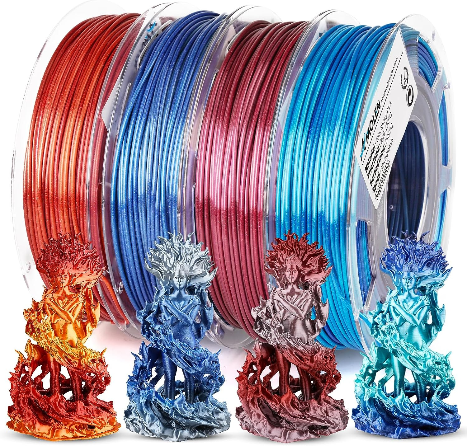 PLA 3D Printer Filament,Pla Filament 1.75Mm,Silk Shiny Filament Bundle, Red Gold