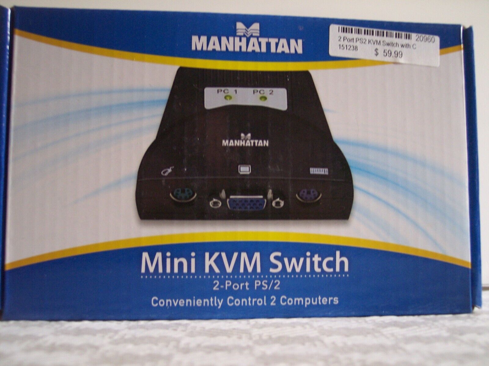 2-Port PS2 KVM Switch with Cables Manhattan #151238