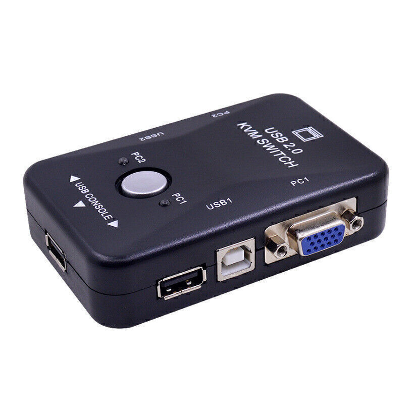 2 Port USB 2.0 KVM Switcher 1920*1440 VGA SVGA Switch Box for Keyboard Monitor