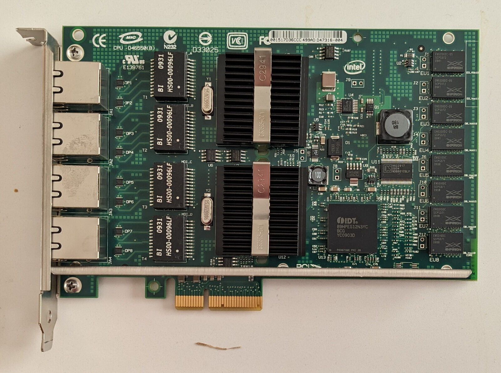 Intel PRO/1000 PT Quad Port Server Adapter Network PCIe Card EXPI9404PT