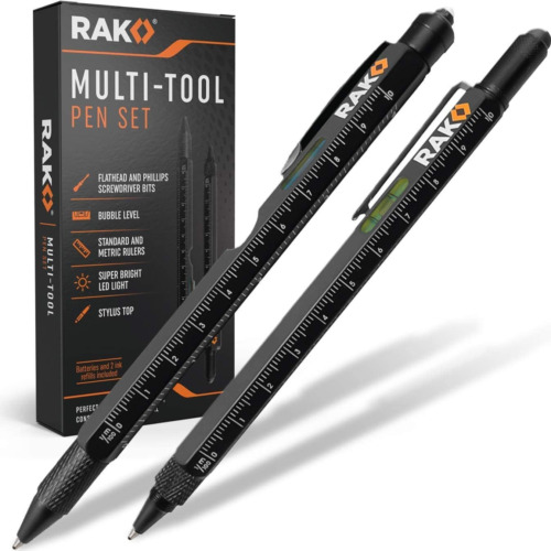 RAK 2-in-1 Multi-Tool Pen Set (2 Pack) Dad Gifts for Men 2 Count (Pack of 1) 