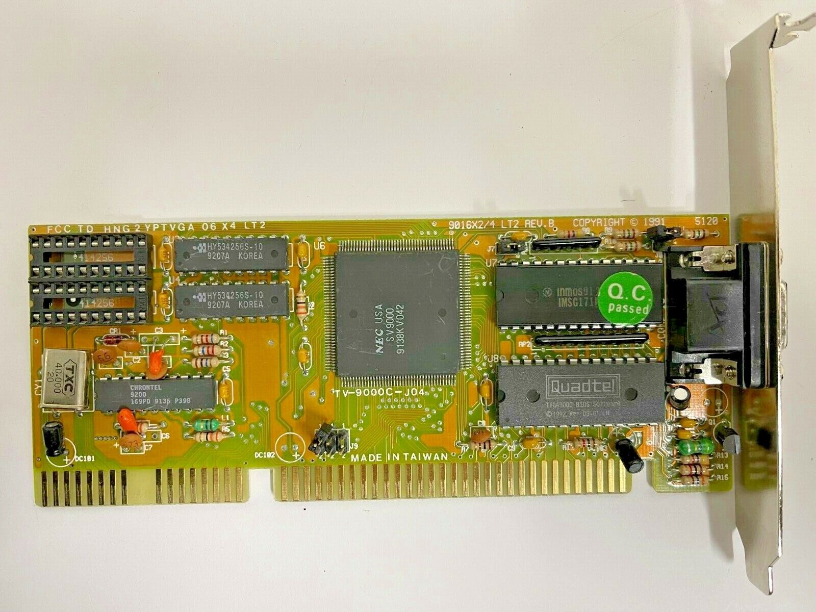 VINTAGE 1991 TRIDENT MICROSYSTEM NEC SV9000 256K ISA VGA HNG2YPTVGA06X4LT2 MXB19