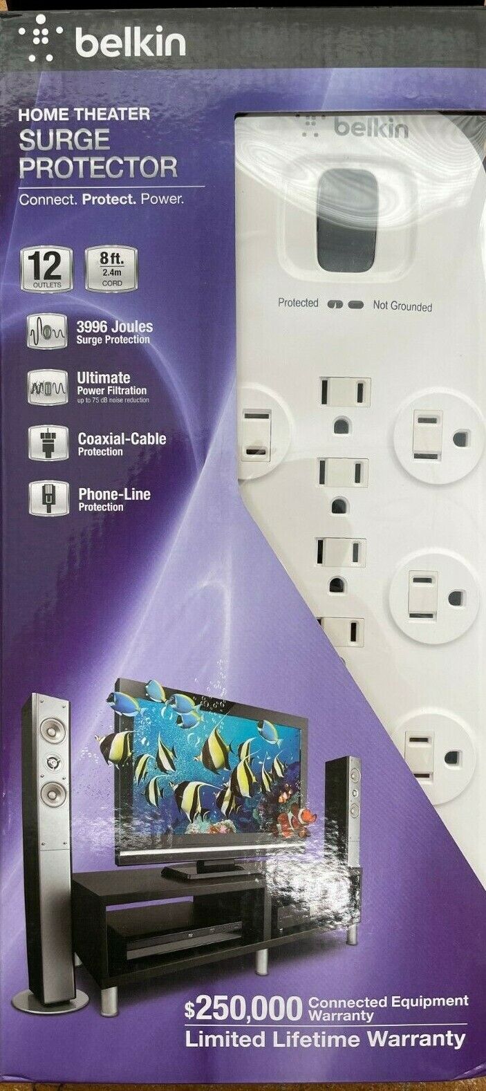 Belkin - BV112230-08 - 12-outlet Surge Protector with 8 ft Power Cord