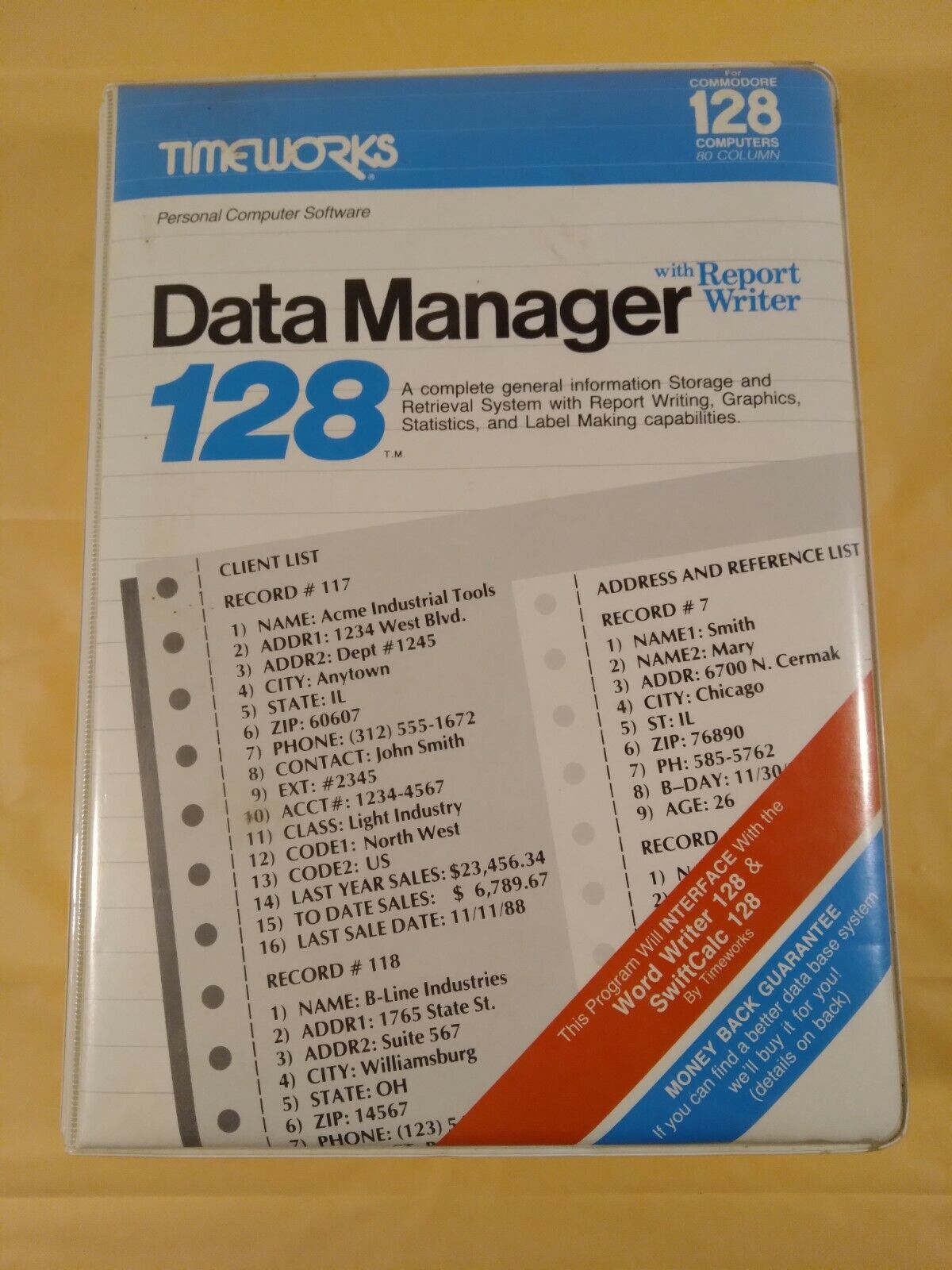 Commodore 128 Timeworks Software  Data Manager with Report writer Vintage