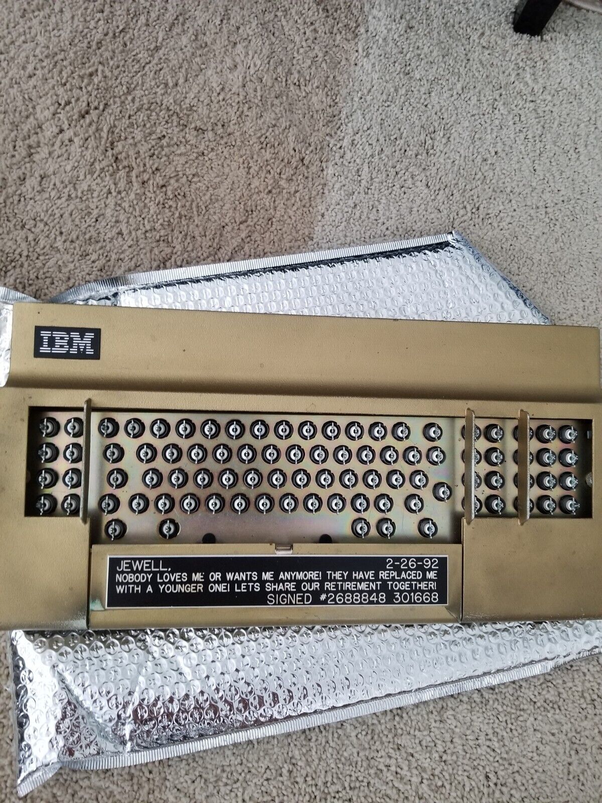 1977 Canada IBM 3278 Beam Spring 88key Metal Gold Keyboard Extremely RARE