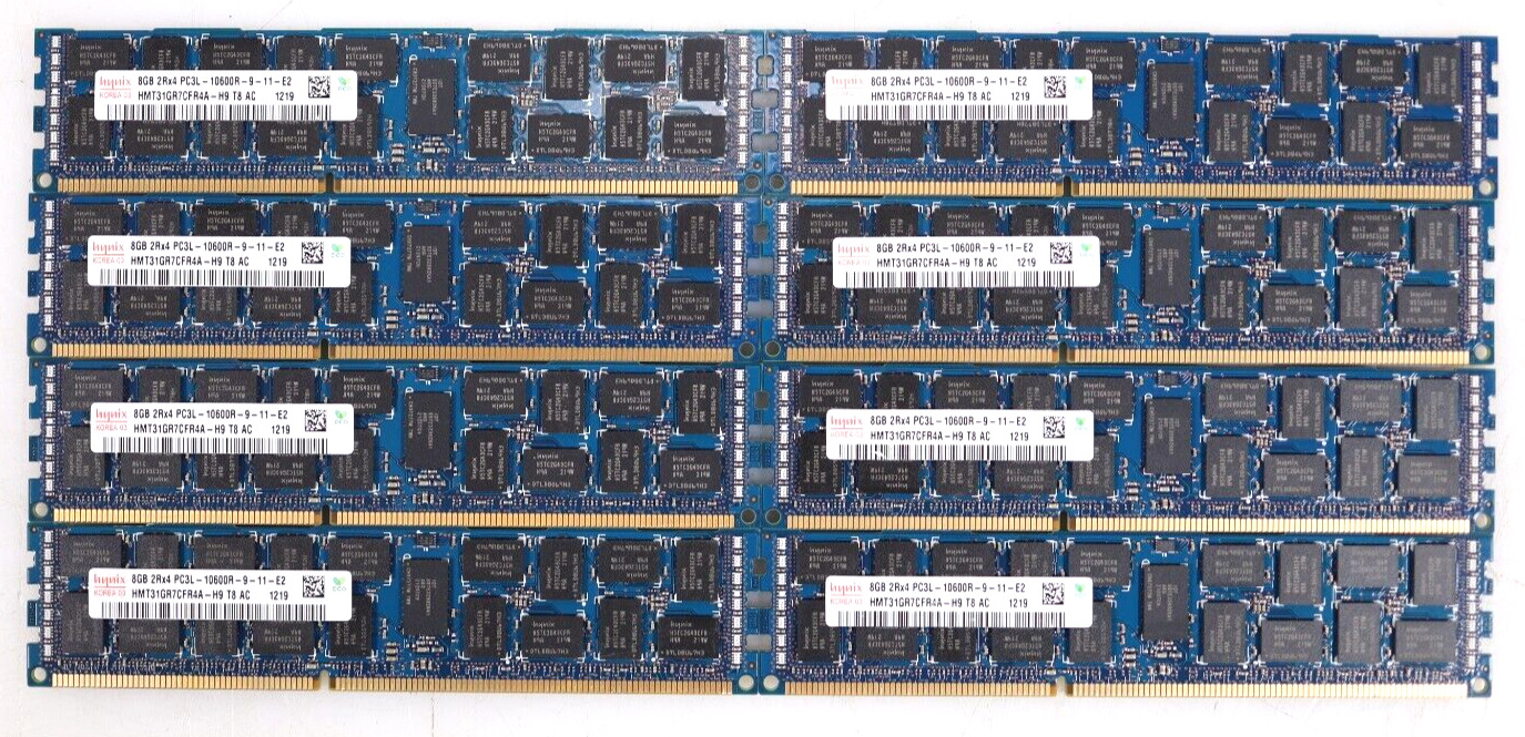 LOT 8x 8GB (64GB) Hynix HMT31GR7CFR4A-H9 PC3L-10600R DDR3 ECC Server RAM Memory