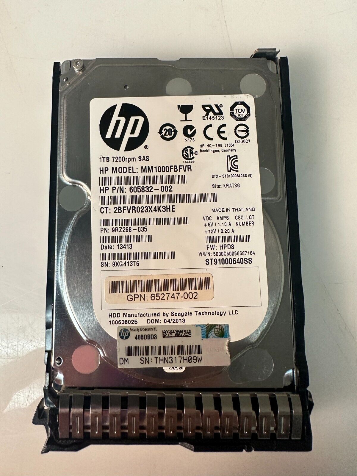 HP 652749-B21 653954-001 605832-002 1TB SAS Plug-In Module 7.2K HDD Hard Drive