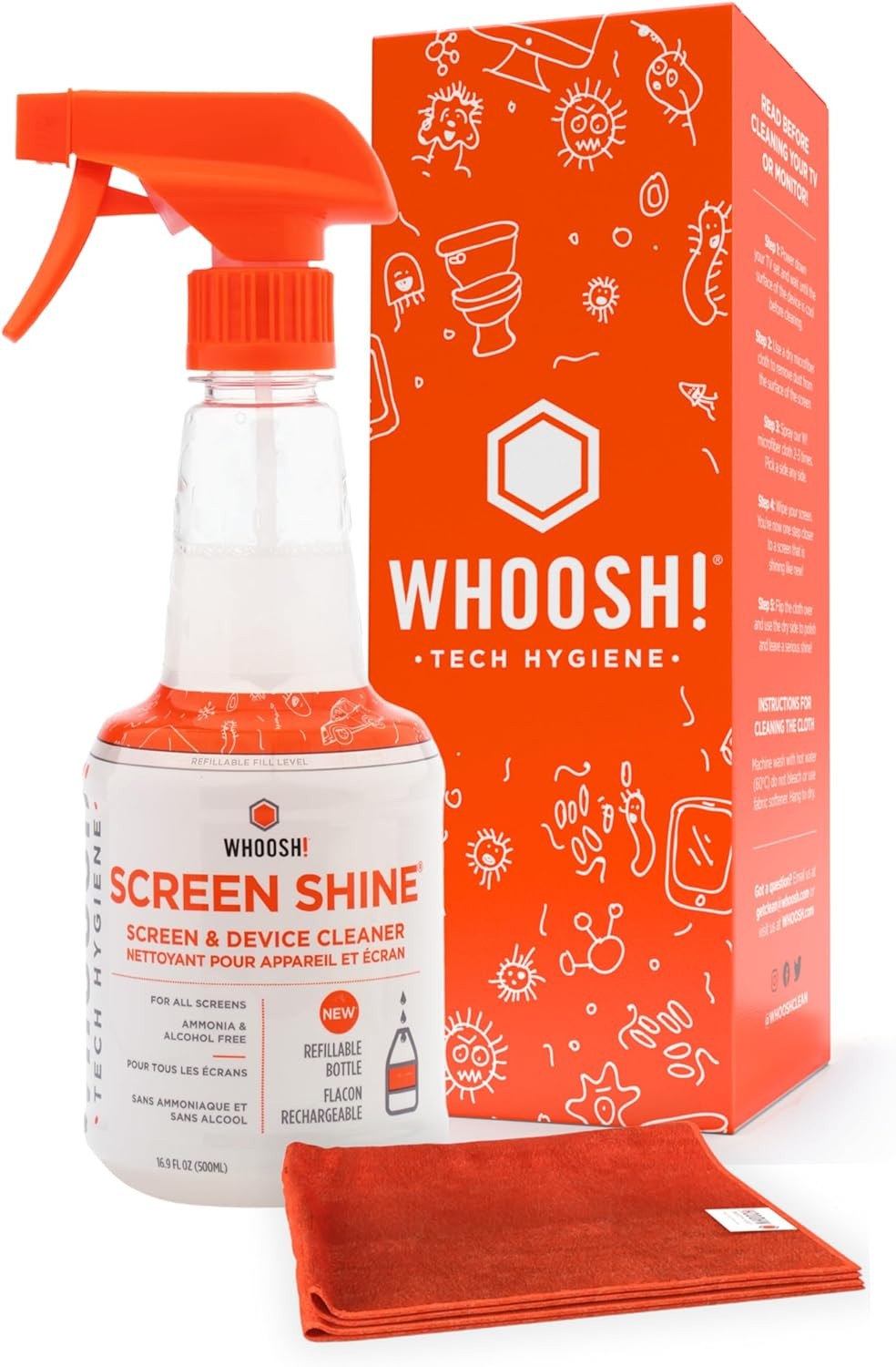  2.0 Screen Cleaner Kit - [New REFILLABLE 16.9 Oz ] Best for Smartphones, Ipads