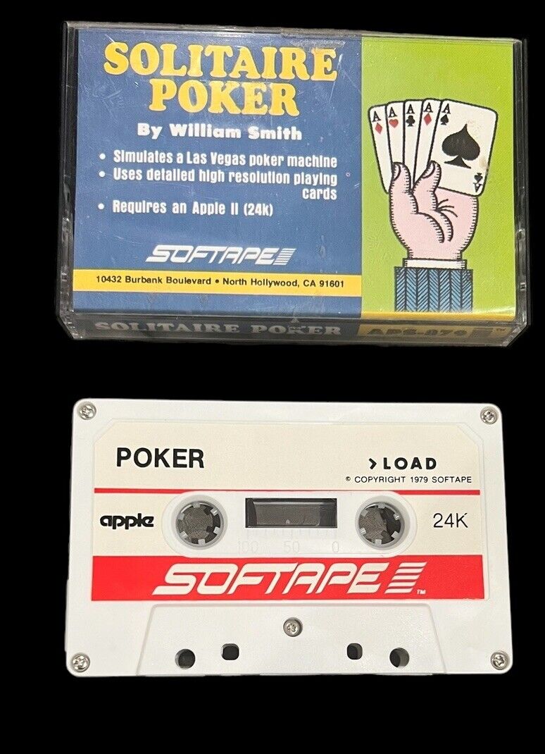 Apple II Game Softape Solitaire Poker 1979 RARE HTF APS-879