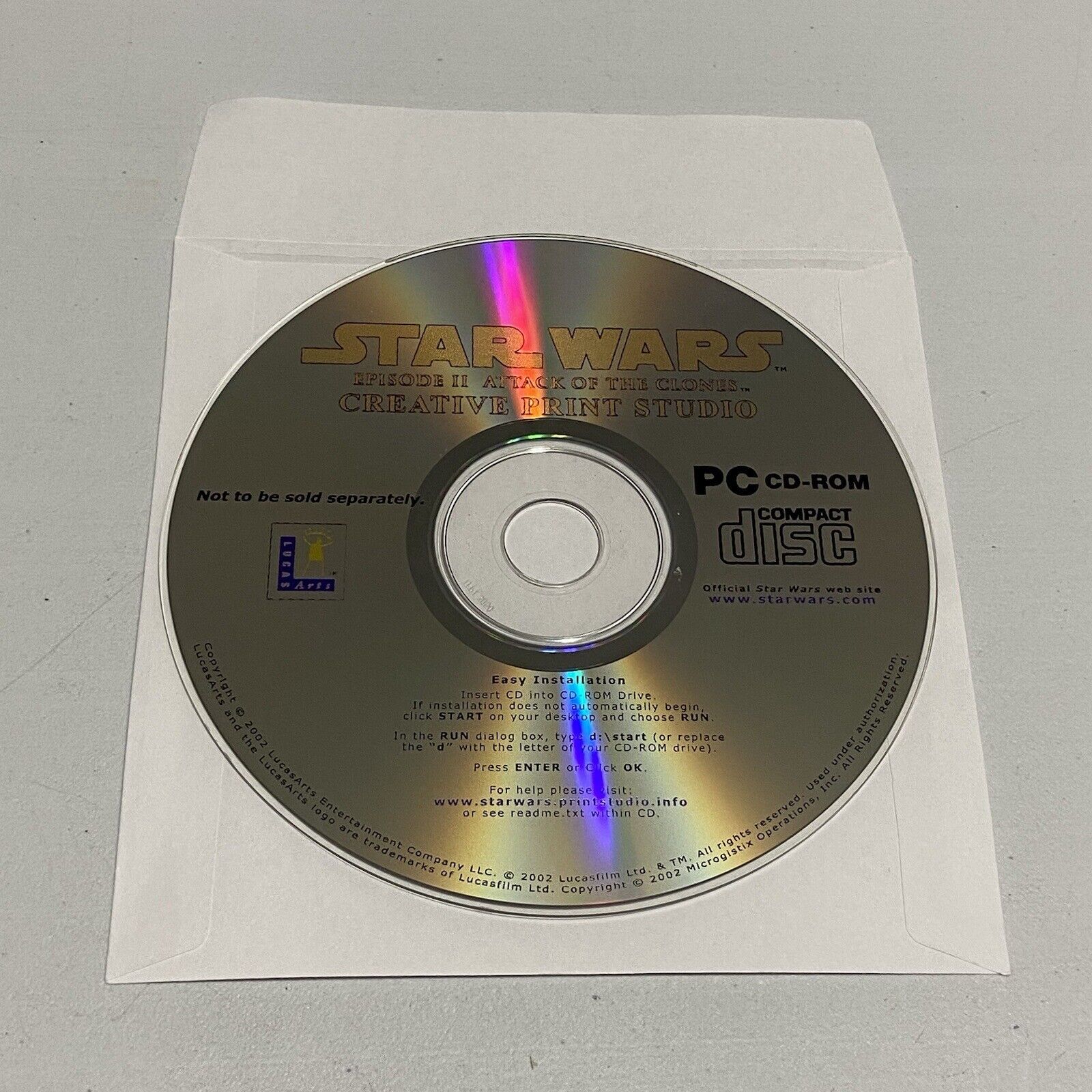 Star Wars Episode II: Attack of the Clones Creative Print Studio (PC, 2002) Mint