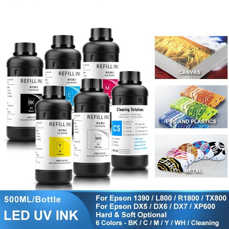 6×500ML LED UV Ink  For Epson 1390 L800 L1800 L805 R1800 R1900 