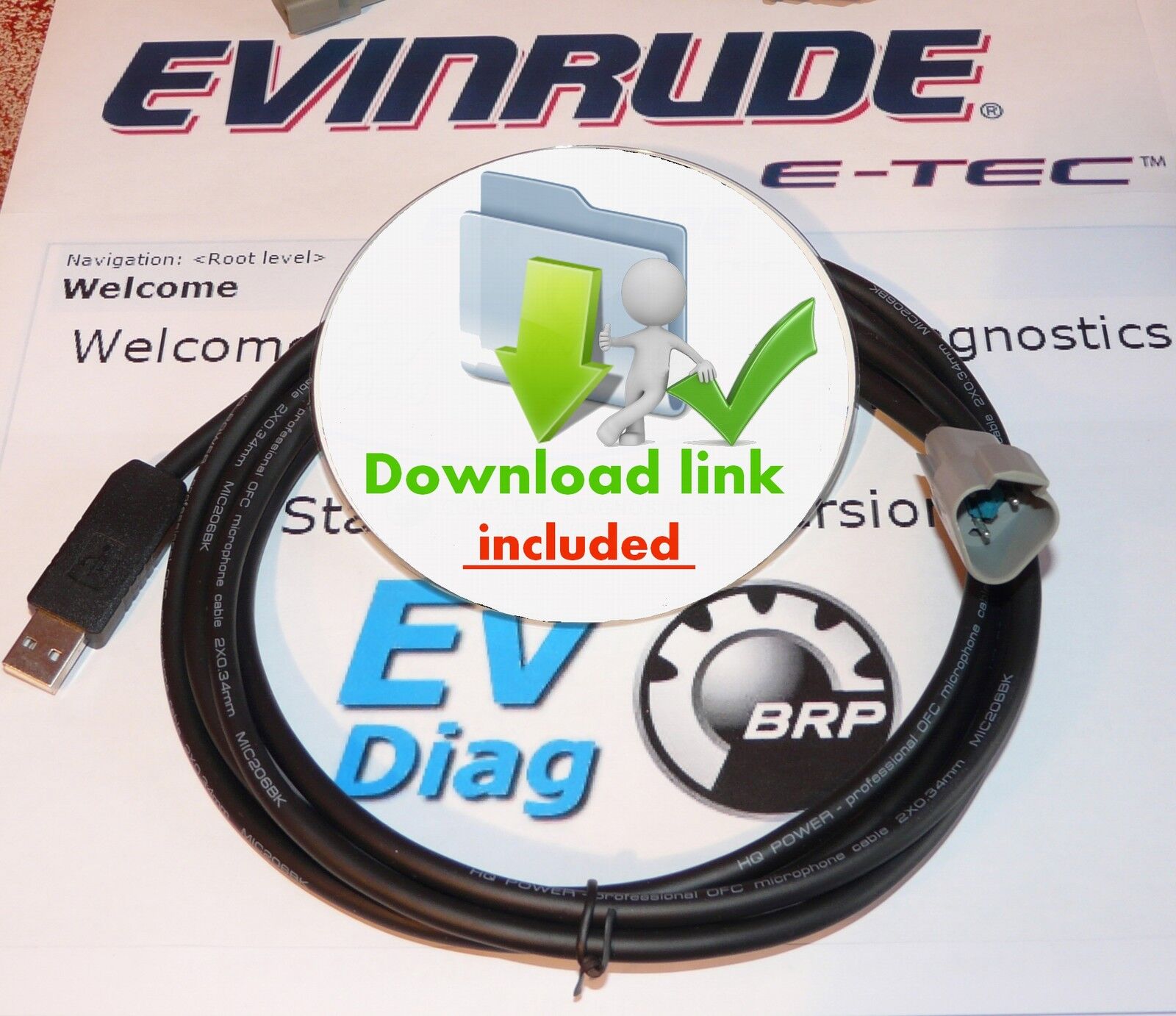 USB EVINRUDE E-TEC  ETEC diagnostic cable SET, with USB cable (FICHT, Johnson )
