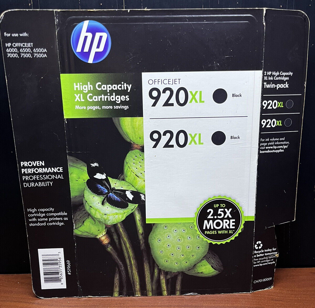 New in box HP 920XL High Yield BLACK Ink Cartridges 2-Pack Exp 6/2015