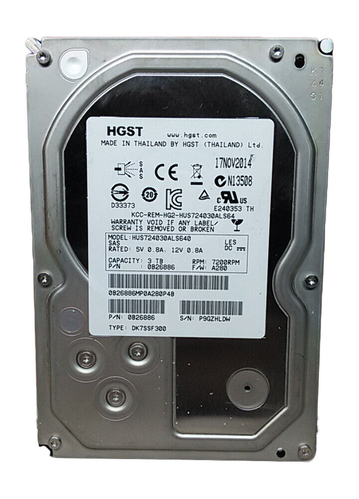 HGST Ultrastar HUS724030ALS640 3 TB 3.5 in SAS 2 Enterprise Hard Drive