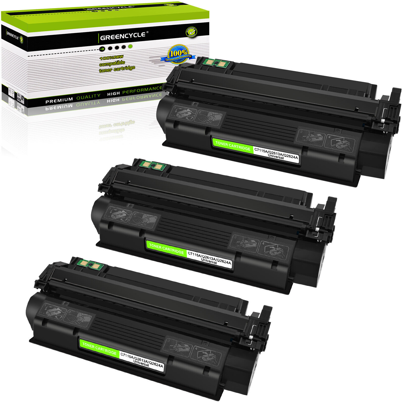 3PK High Yeild Q2624A Black Toner Cartridge Fits for HP Laser Jet 1150 Printer
