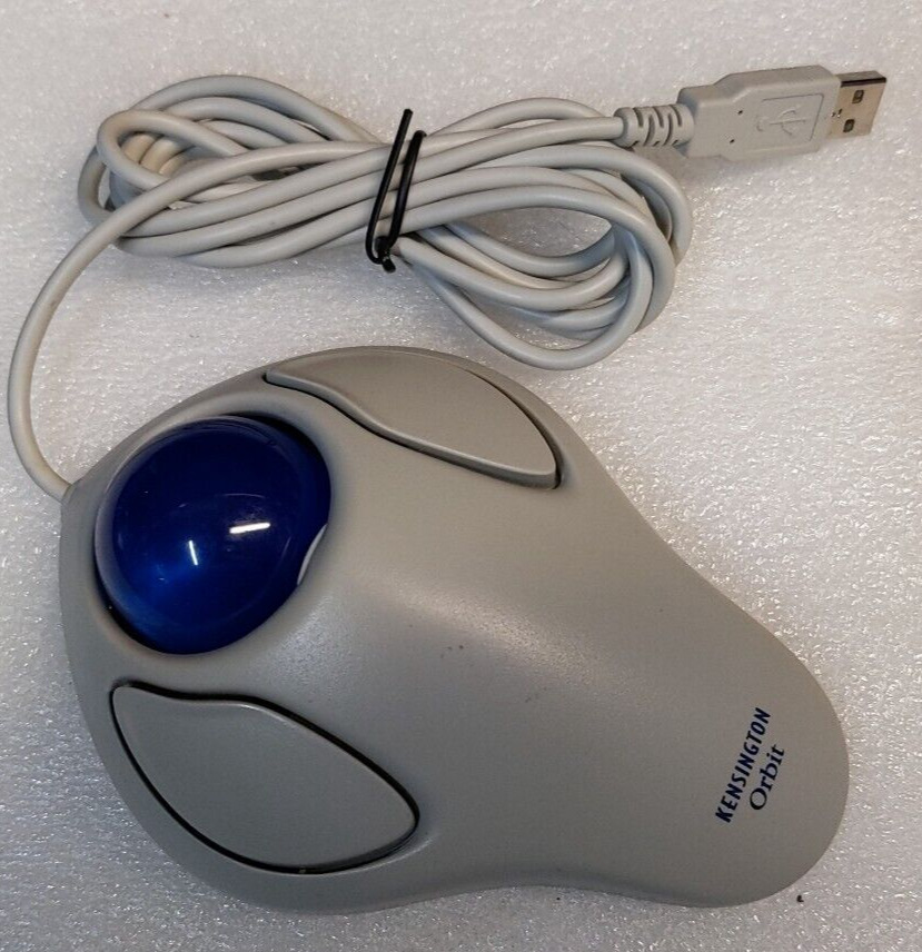 Kensington Orbit Vintage Track Ball Mouse Model 64226 Gray USB Wired Blue Ball